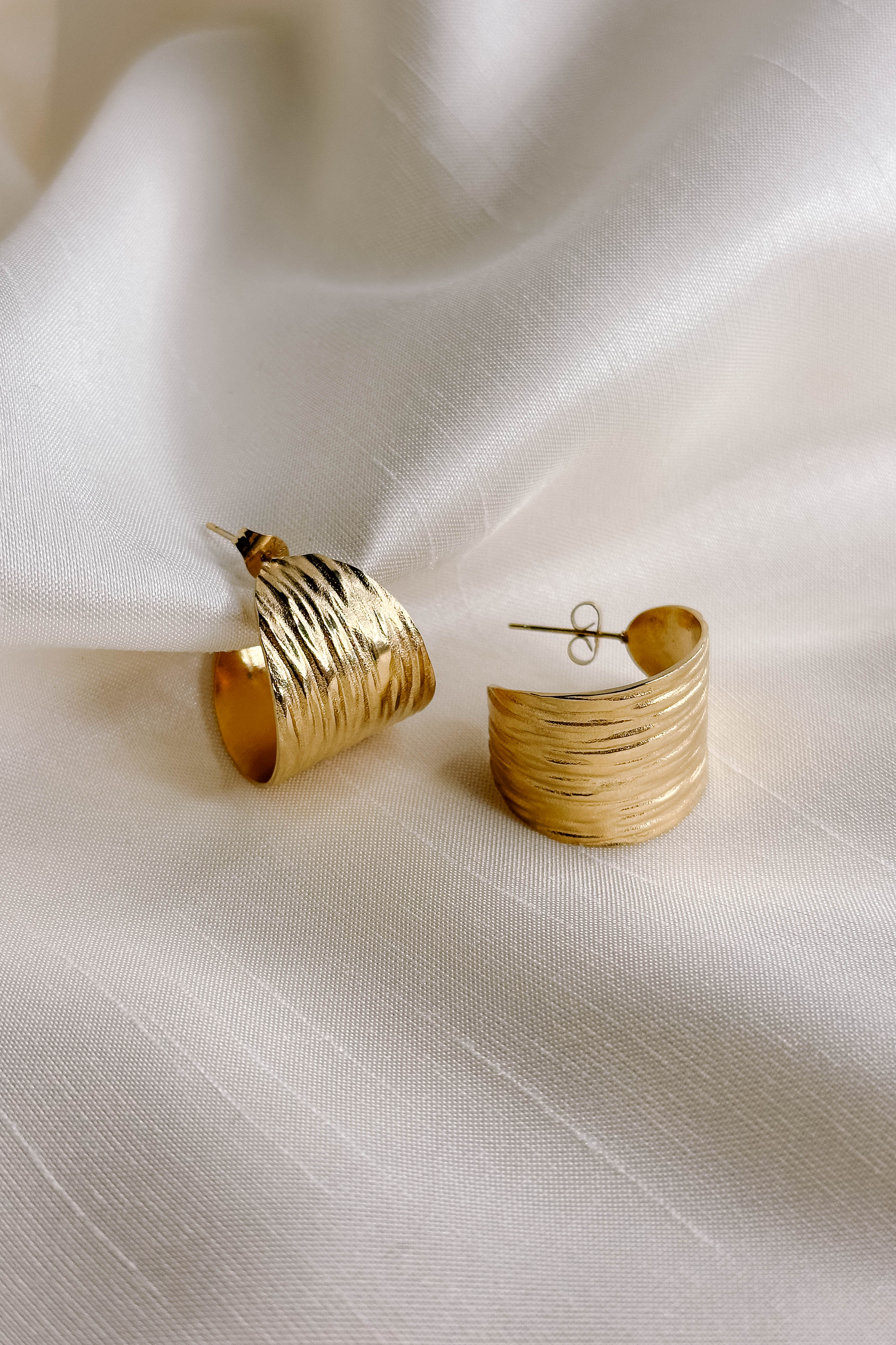 Cecelia Gold Brushed Hoop Earrings