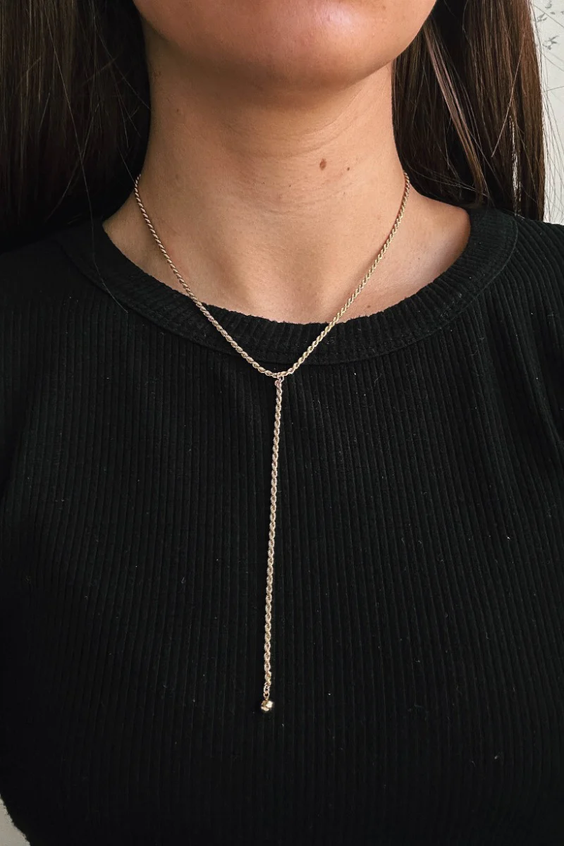 Cecilia Gold Roped Lariat Necklace