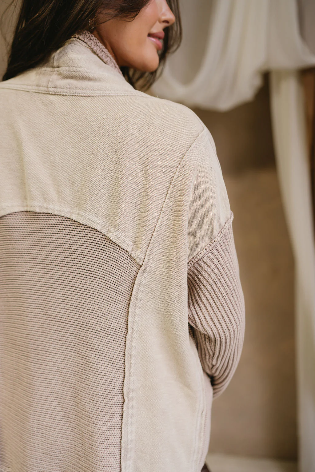 Cecilia Taupe Multi Braided Knit Cardigan - Image 9