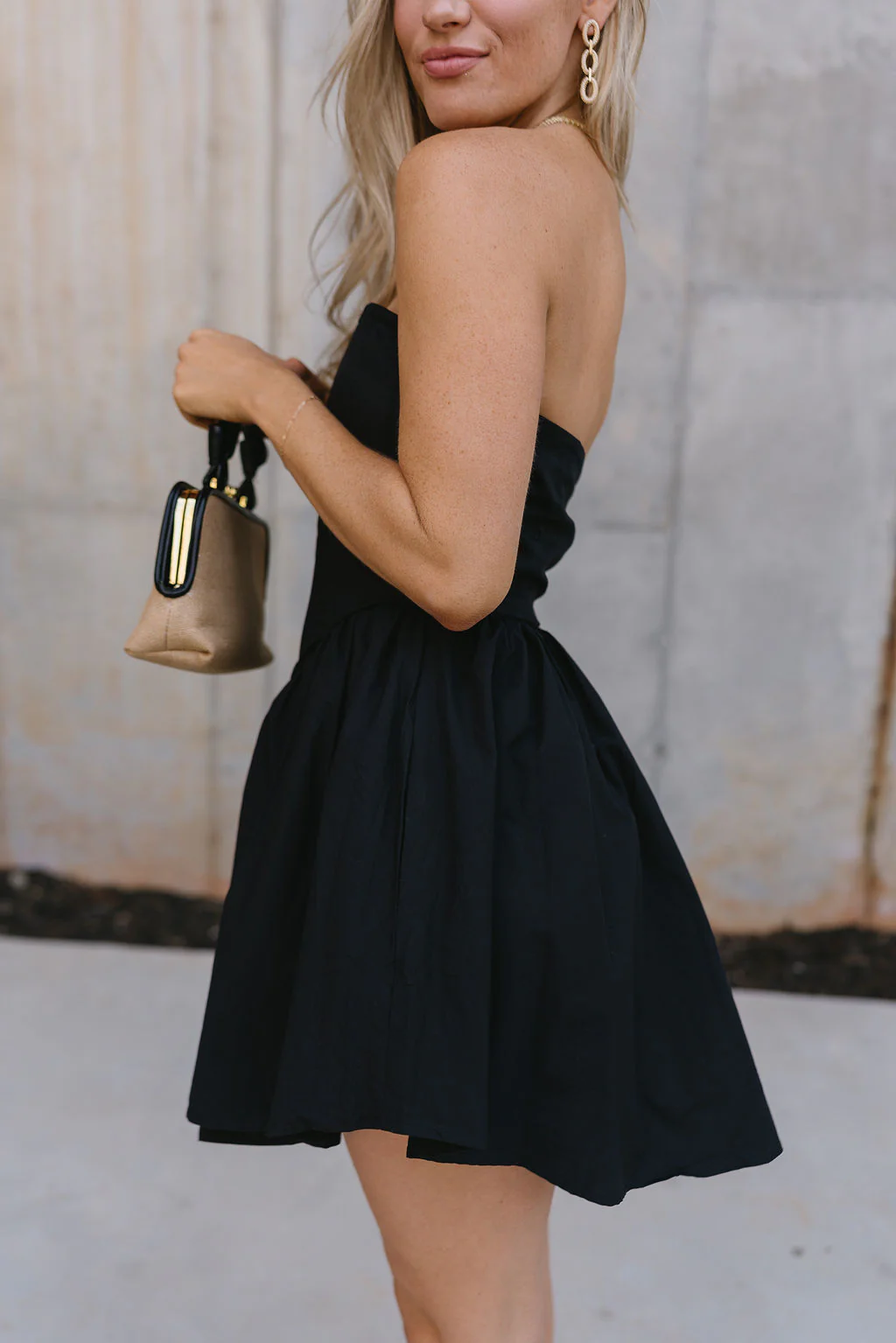 Celeste Black Corset Strapless Mini Flare Dress - Image 3