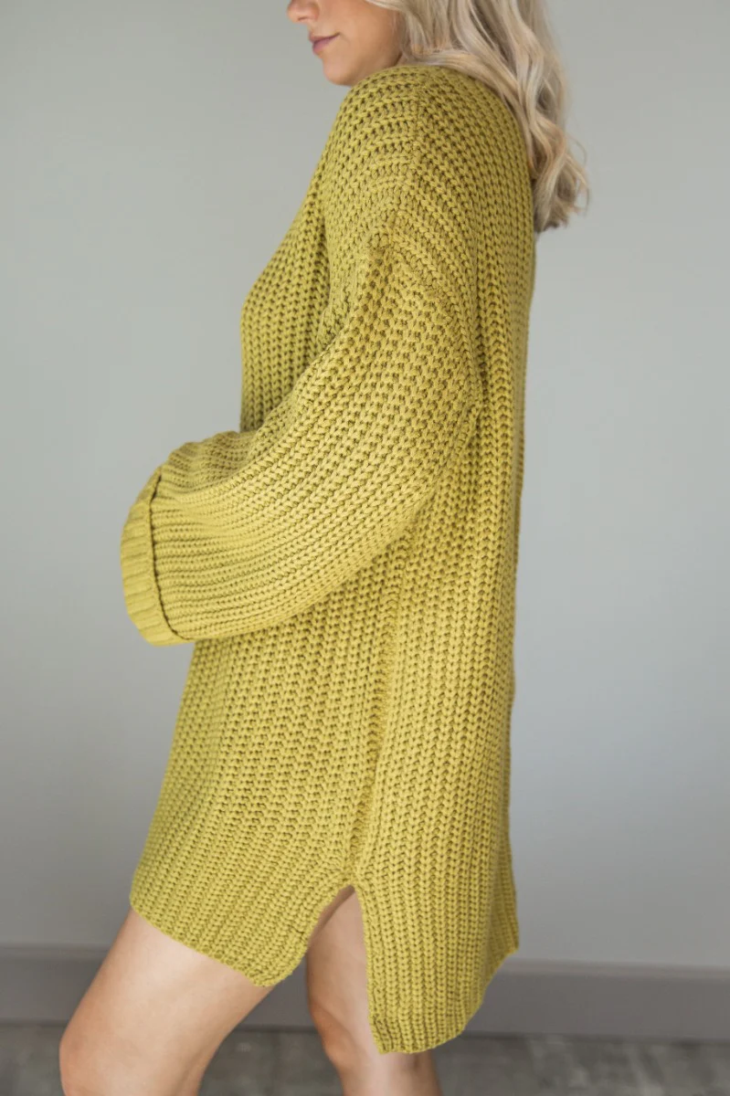 Celeste Chartreuse Long Sleeve Sweater Dress - Image 5