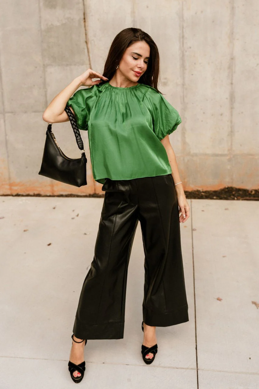 Celia Green Shimmer Puff Sleeve Top - Image 7