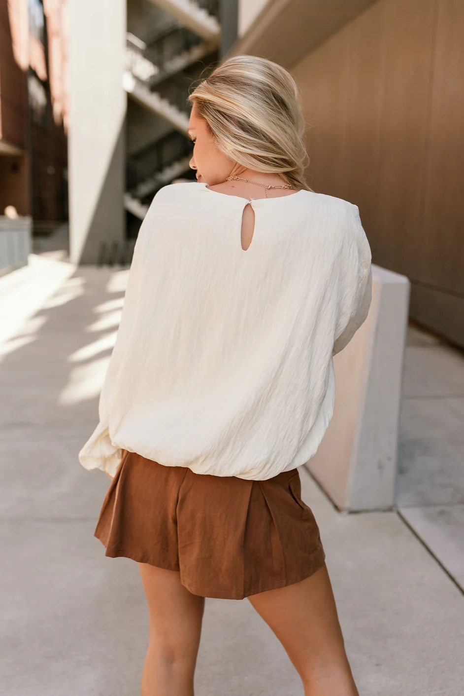 Celine Cream Bubble Long Sleeve Top - Image 7