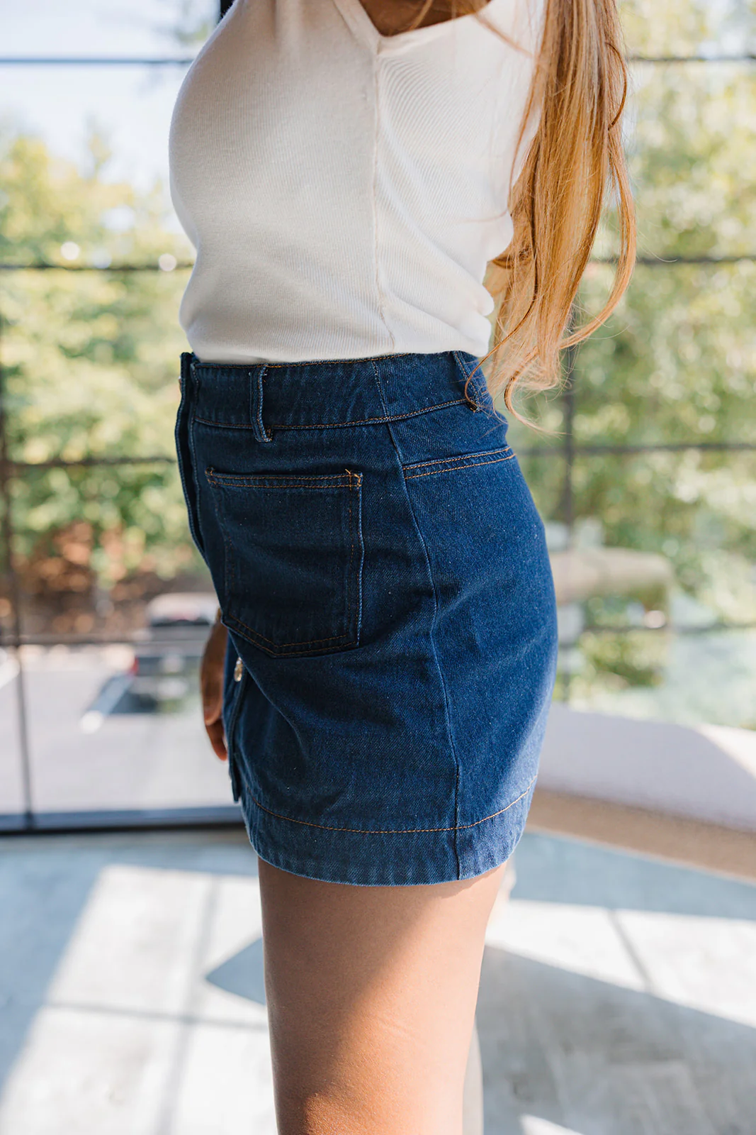 Celine Dark Denim & Gold Buttons Mini Skirt - Image 7
