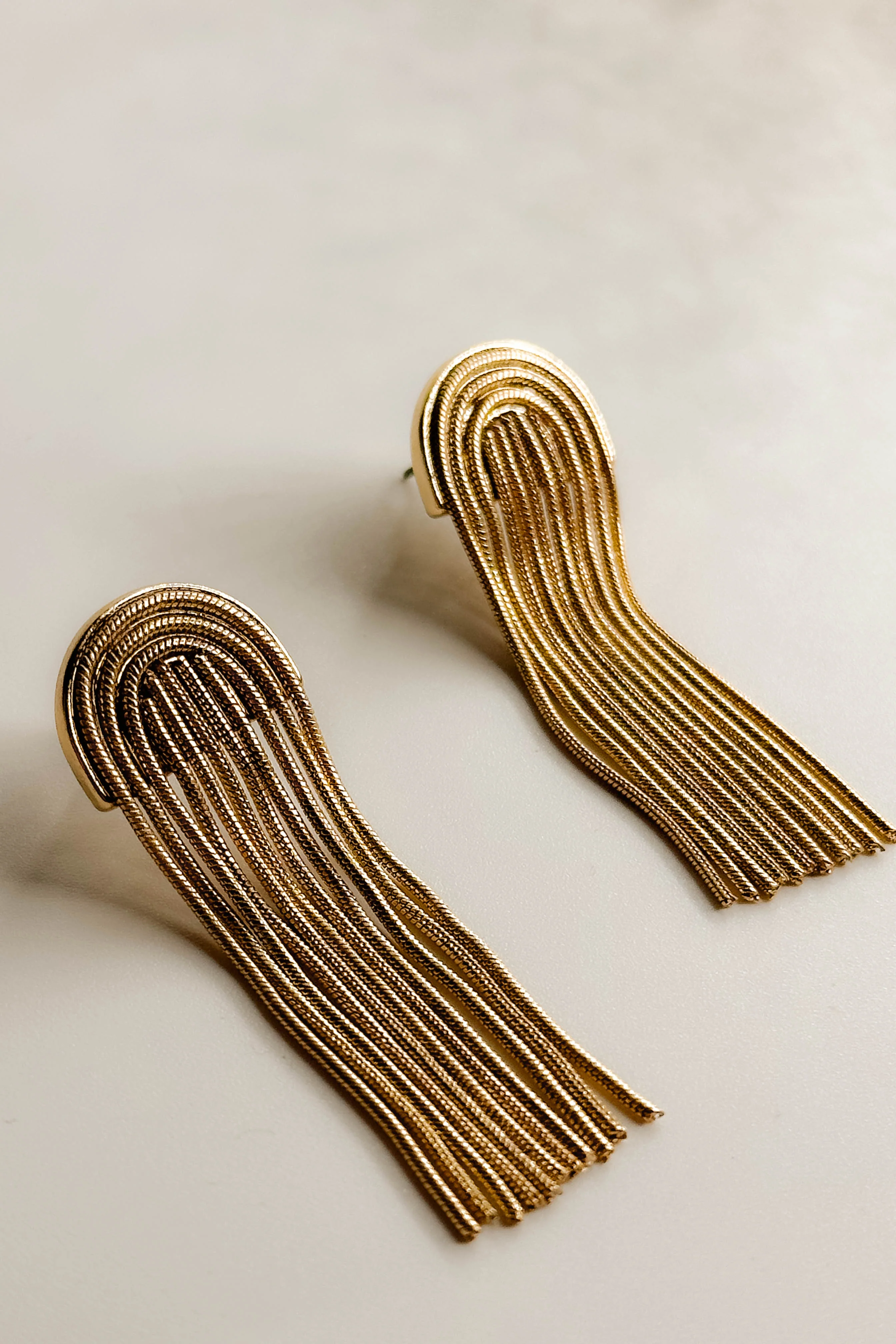Celine Gold Arch Fringe Earrings - Image 3