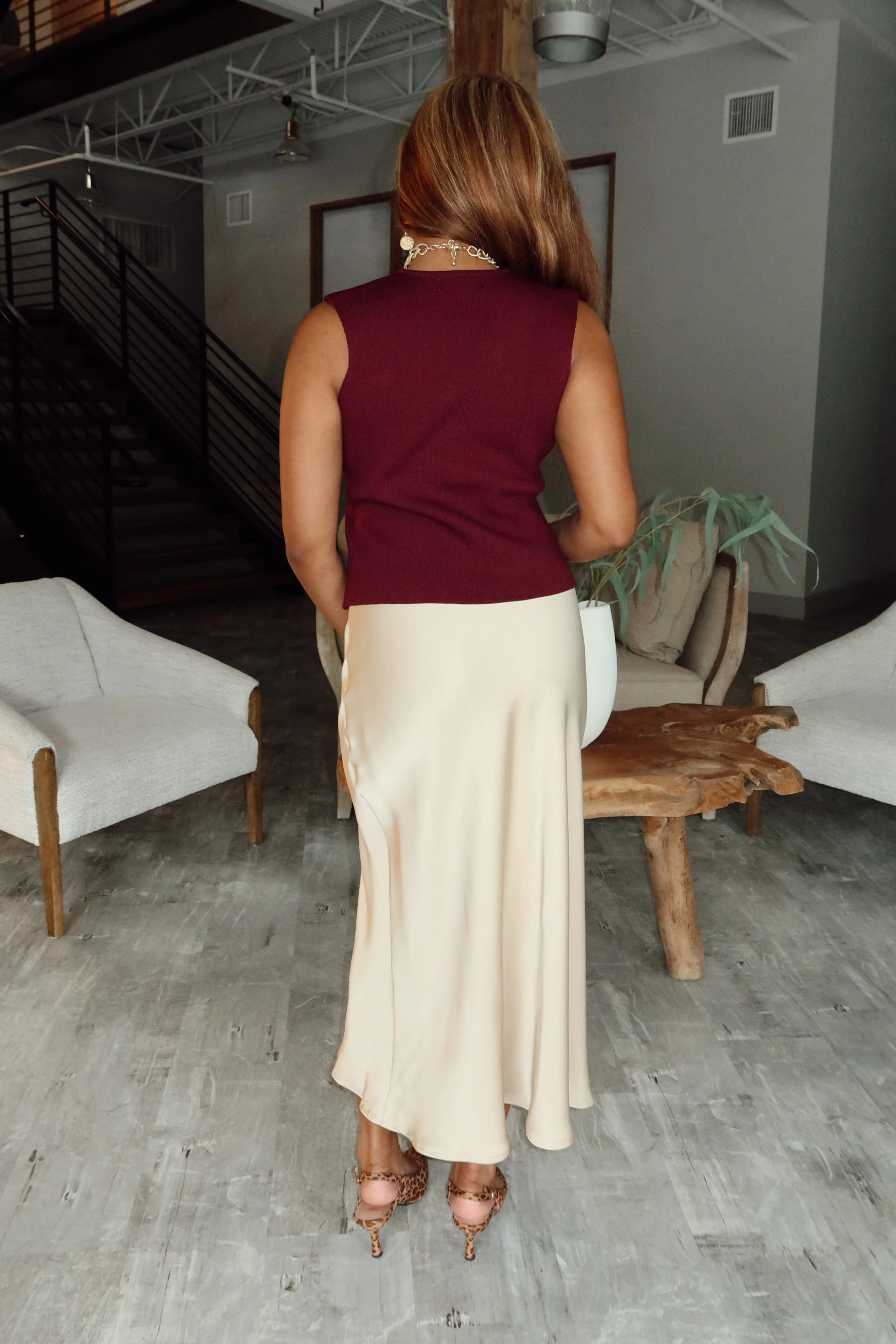 Celine Maroon Gold Button-Up Tank - Image 4
