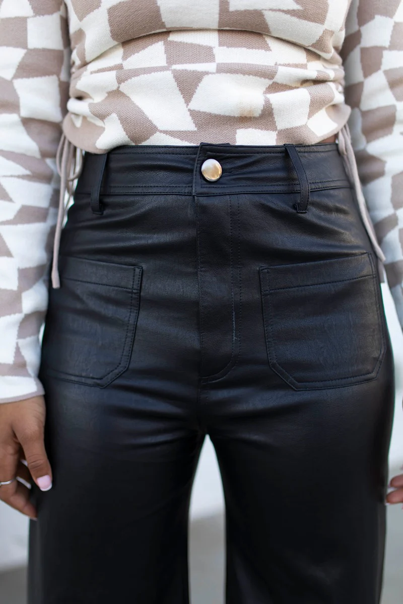 Center of Attention Faux-Leather Pants - Image 3