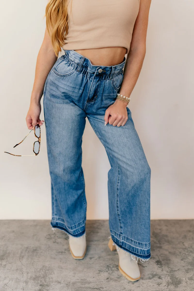 Ceros: Billie Wide Leg Paper Bag Jeans - Image 4