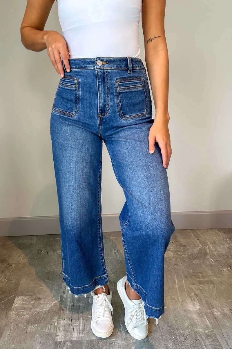 Ceros: Florence Medium Wash Wide Leg Jeans - Image 3
