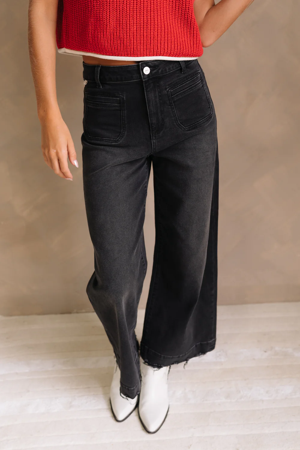 Ceros: Florence Black Wide Leg Jeans - Image 2