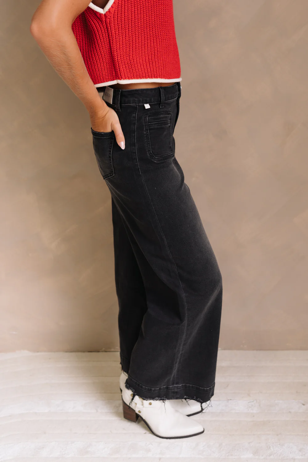 Ceros: Florence Black Wide Leg Jeans - Image 4