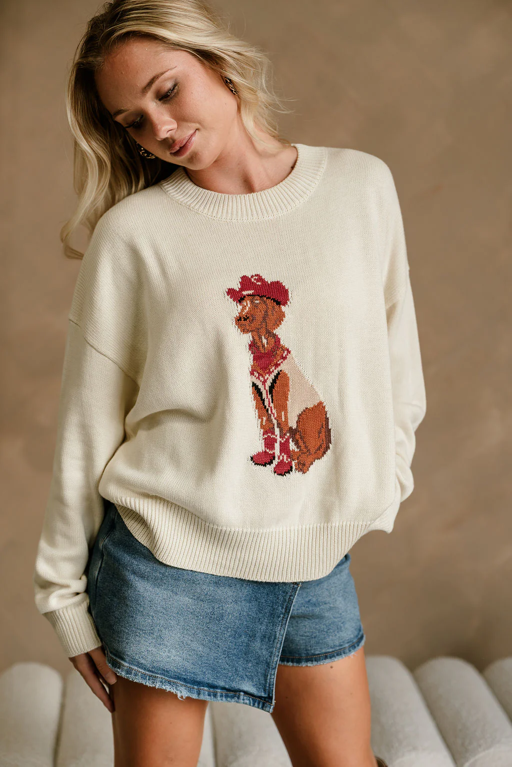 Chandler Cream Western Dog Sweater