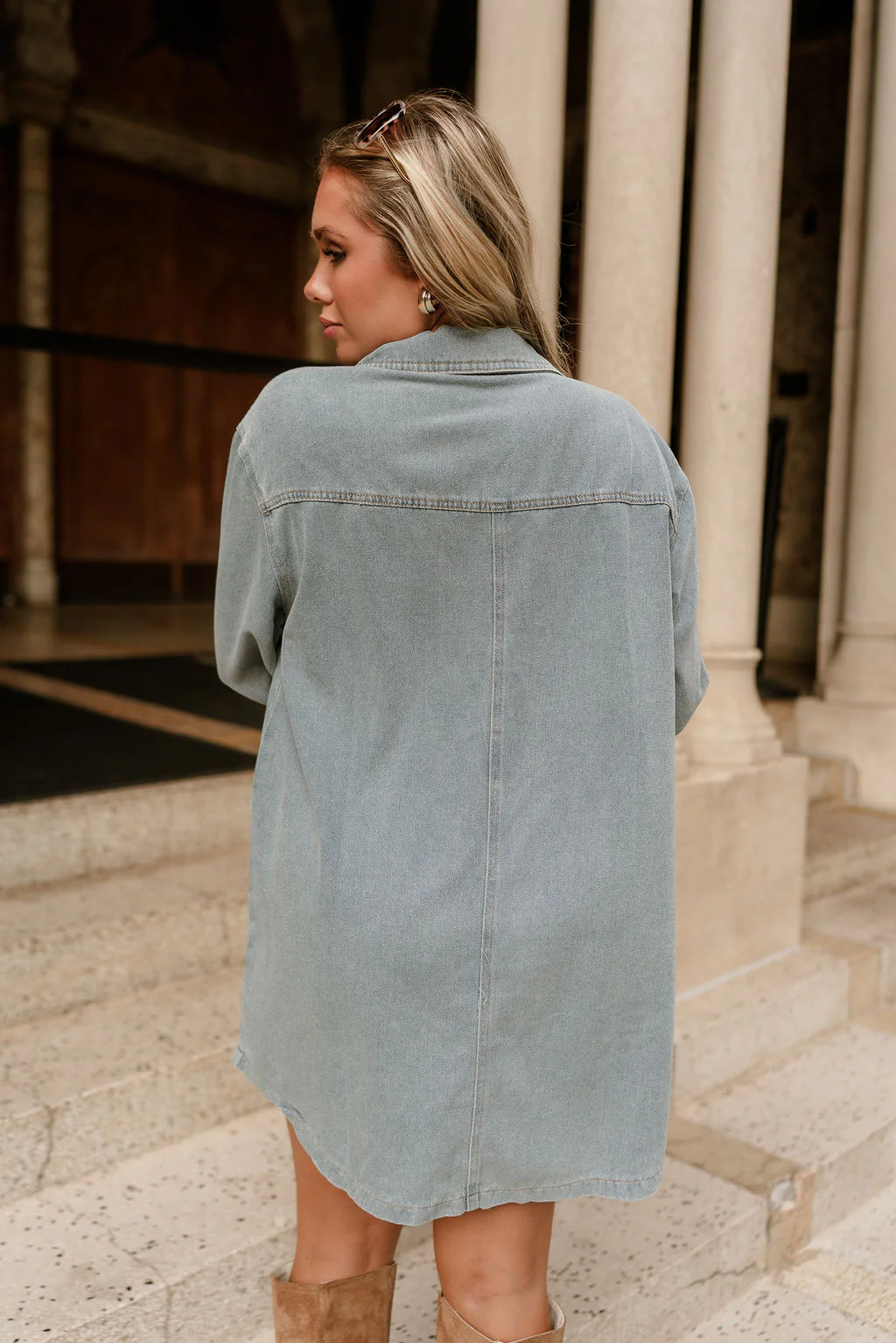 Channing Denim Long Sleeve Mini Dress - Image 9