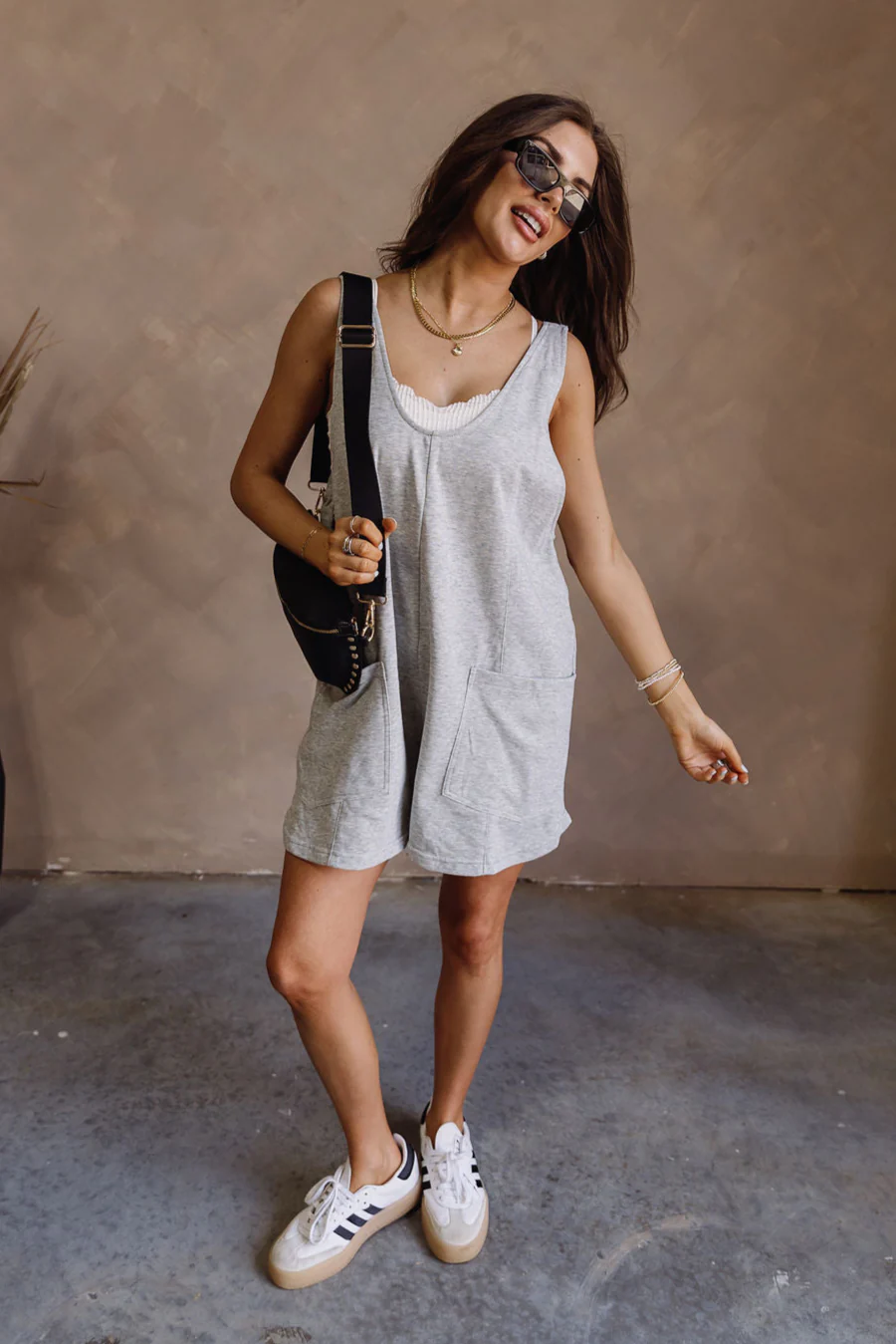 Charlee Heather Grey Sleeveless Romper - Image 5