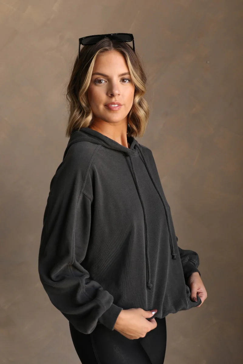 Charlie Black Drawstring Hoodie Sweatshirt - Image 7