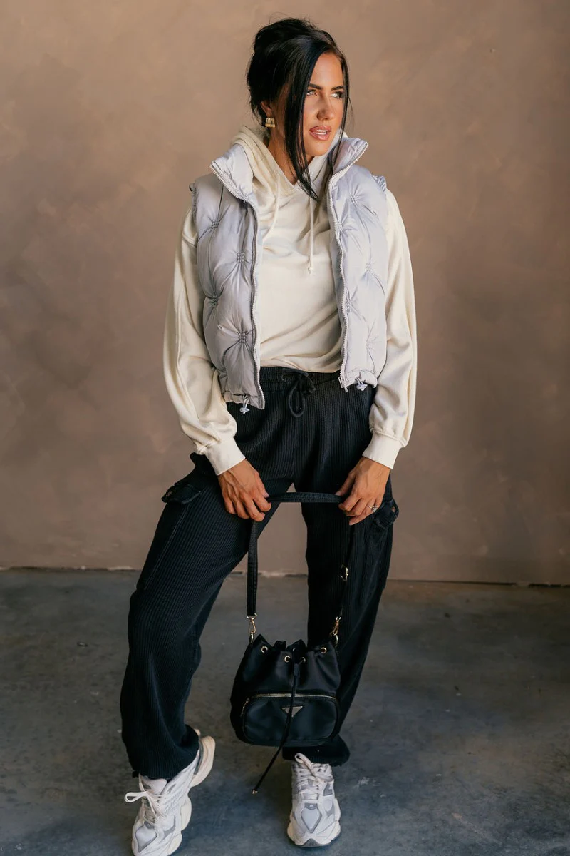 Charlie Cream Drawstring Hoodie Sweatshirt - Image 2