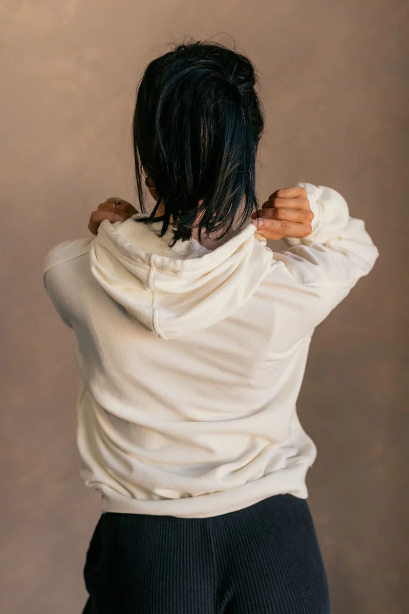 Charlie Cream Drawstring Hoodie Sweatshirt - Image 9