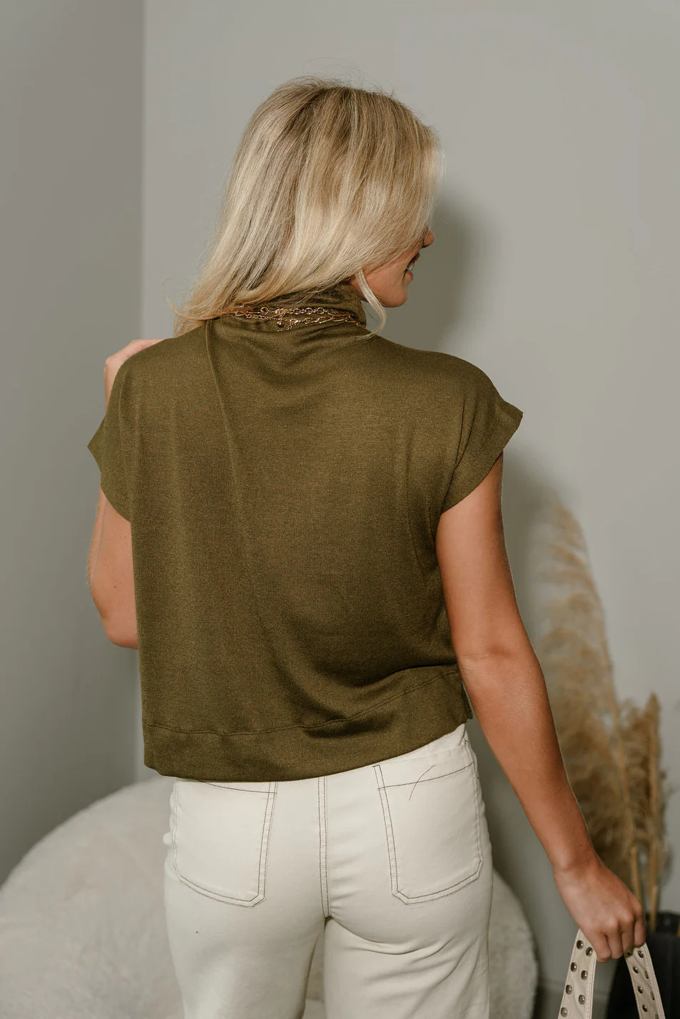 Charlie Dark Olive High Neck Top - Image 7