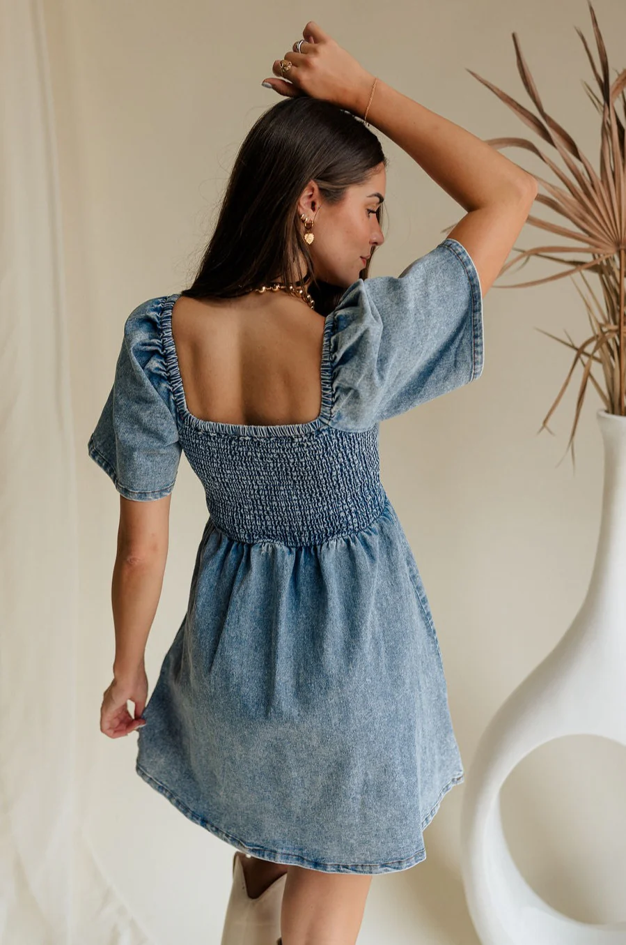Charlie Light Denim V-Wire Mini Dress - Image 3