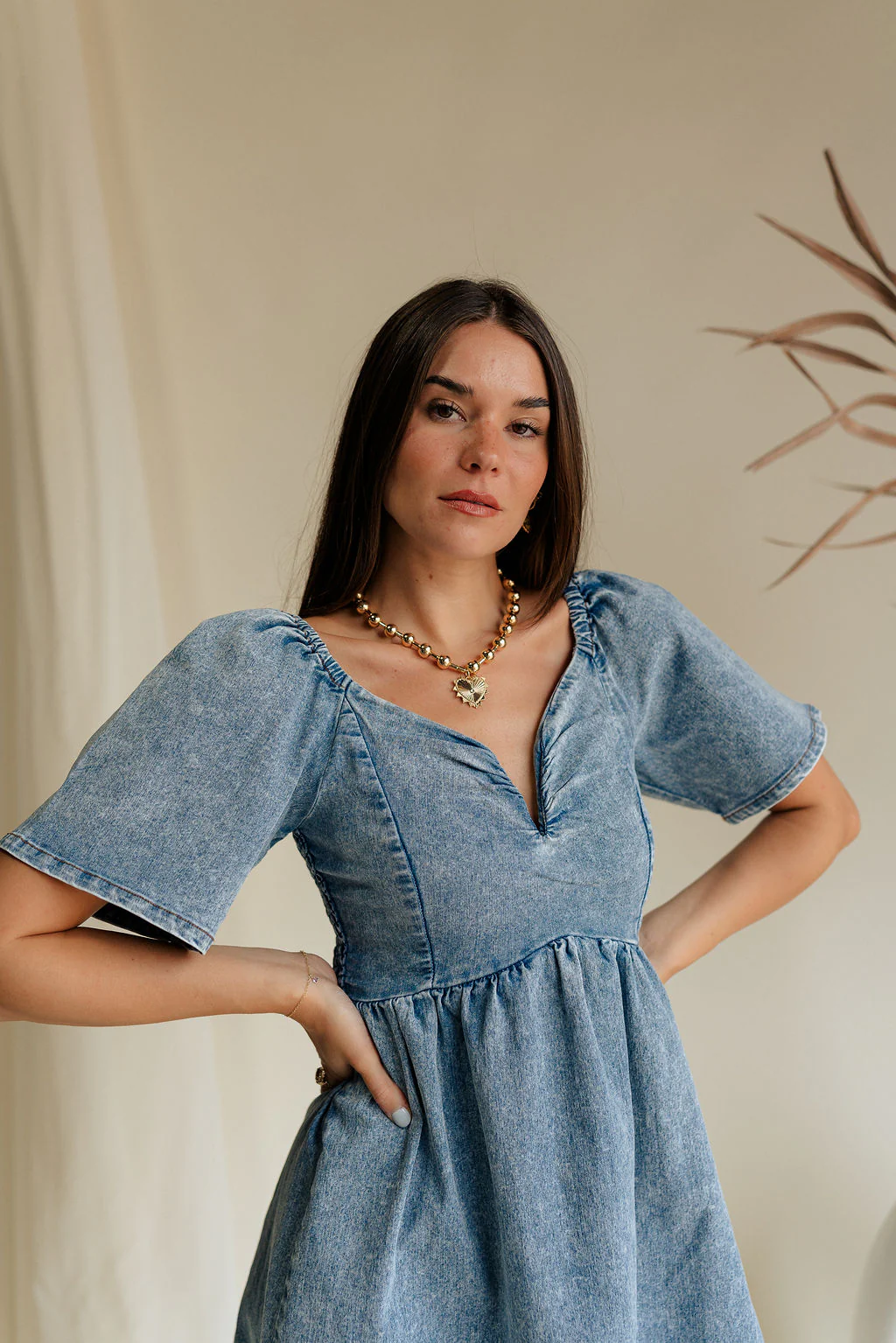 Charlie Light Denim V-Wire Mini Dress - Image 5