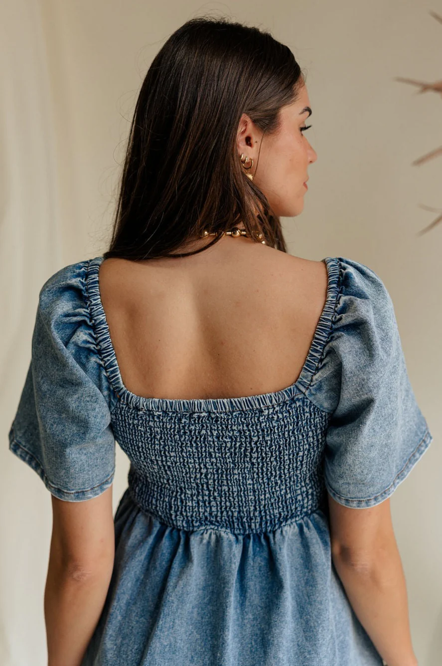 Charlie Light Denim V-Wire Mini Dress - Image 6