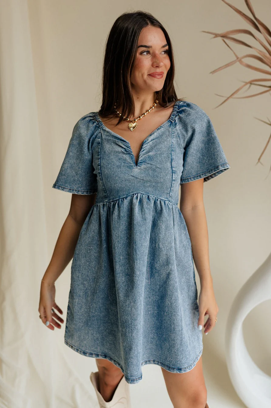 Charlie Light Denim V-Wire Mini Dress - Image 7