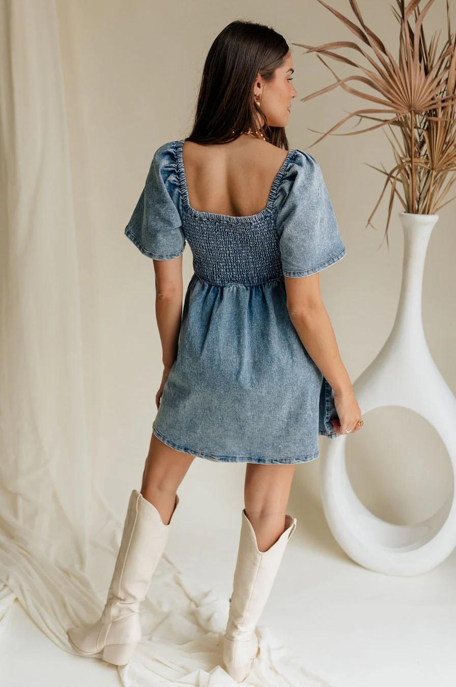 Charlie Light Denim V-Wire Mini Dress - Image 8