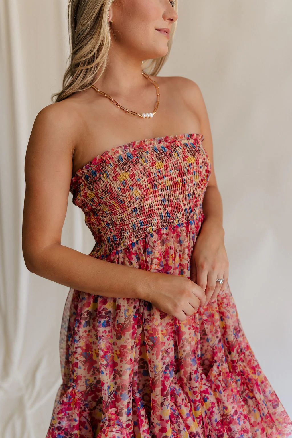 Charlie Pink Multi Floral Flare Mini Dress - Image 4
