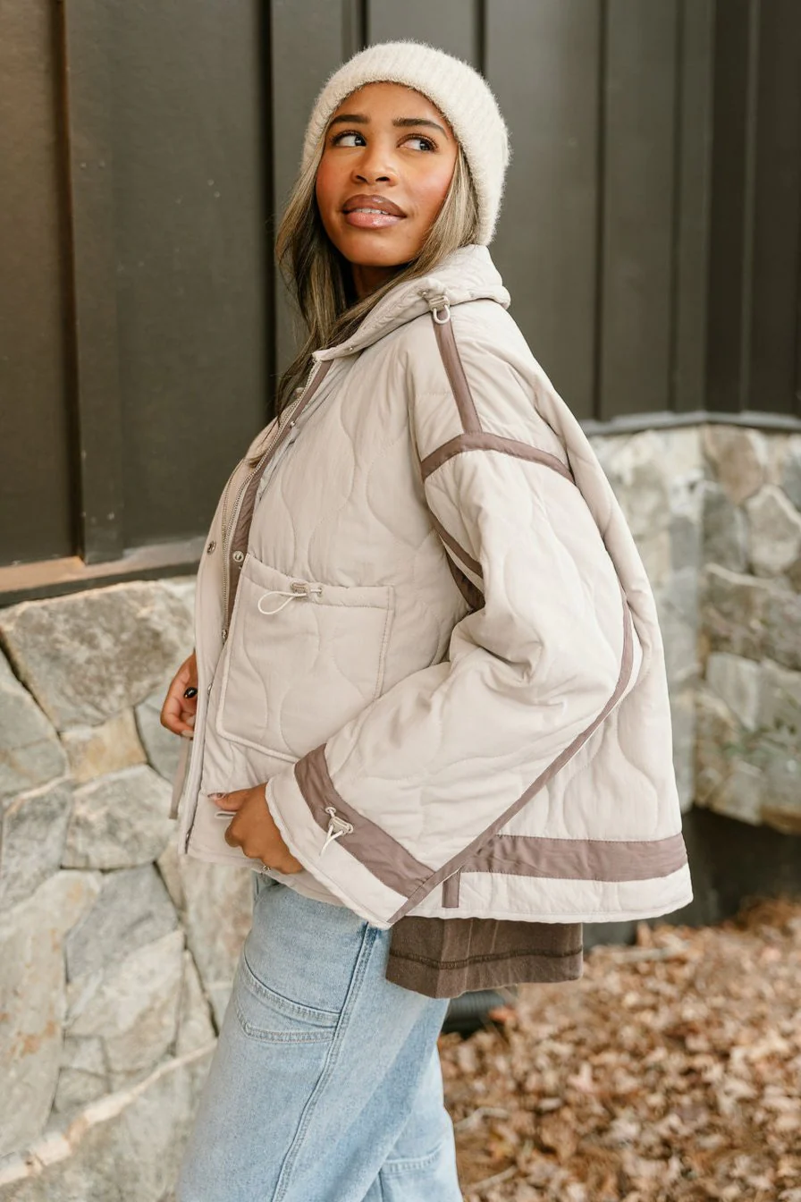 Charlotte Ecru Quilted Puffer Jacket