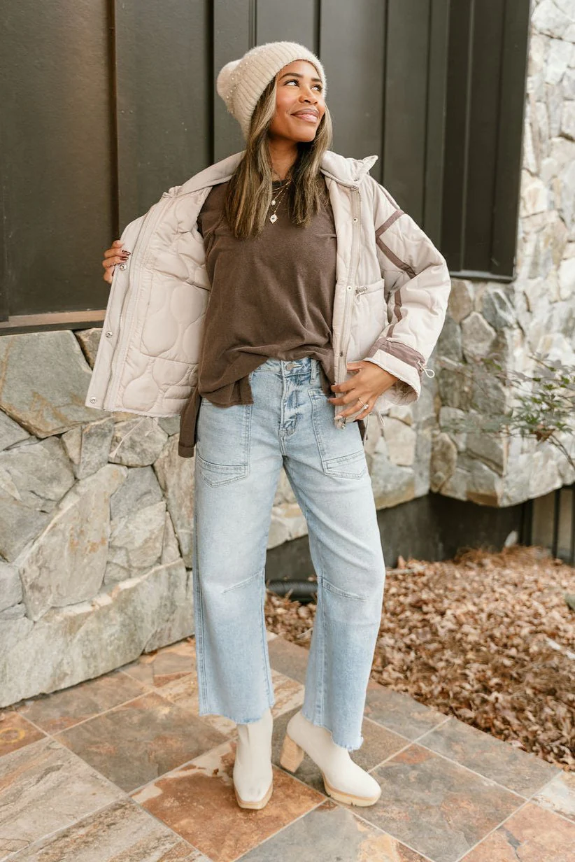 Charlotte Ecru Quilted Puffer Jacket - Image 5