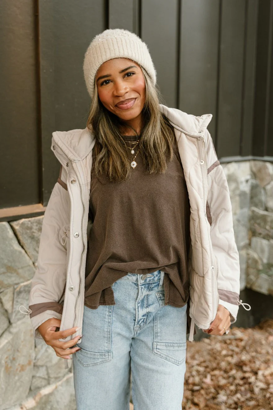 Charlotte Ecru Quilted Puffer Jacket - Image 6