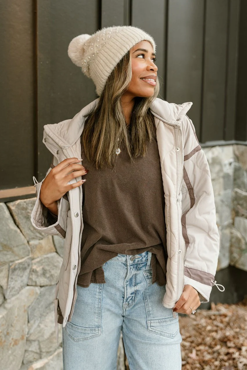 Charlotte Ecru Quilted Puffer Jacket - Image 7