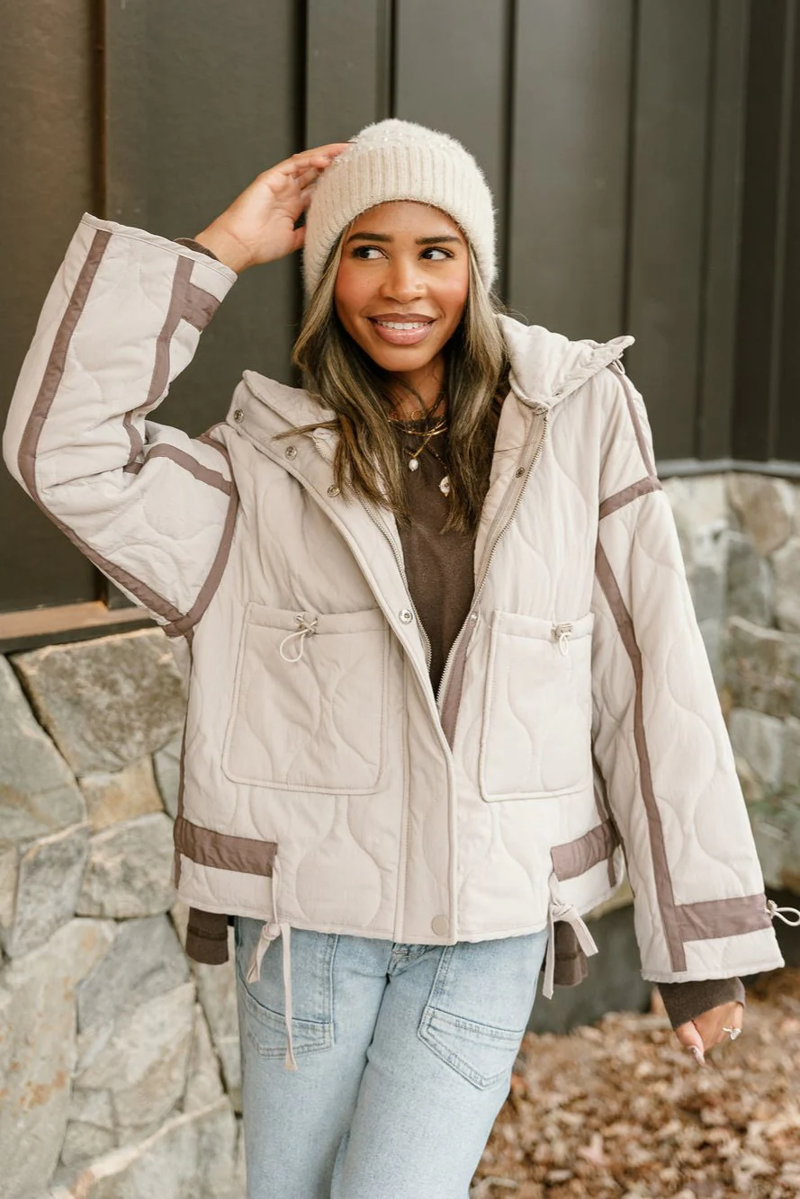 Charlotte Ecru Quilted Puffer Jacket - Image 8