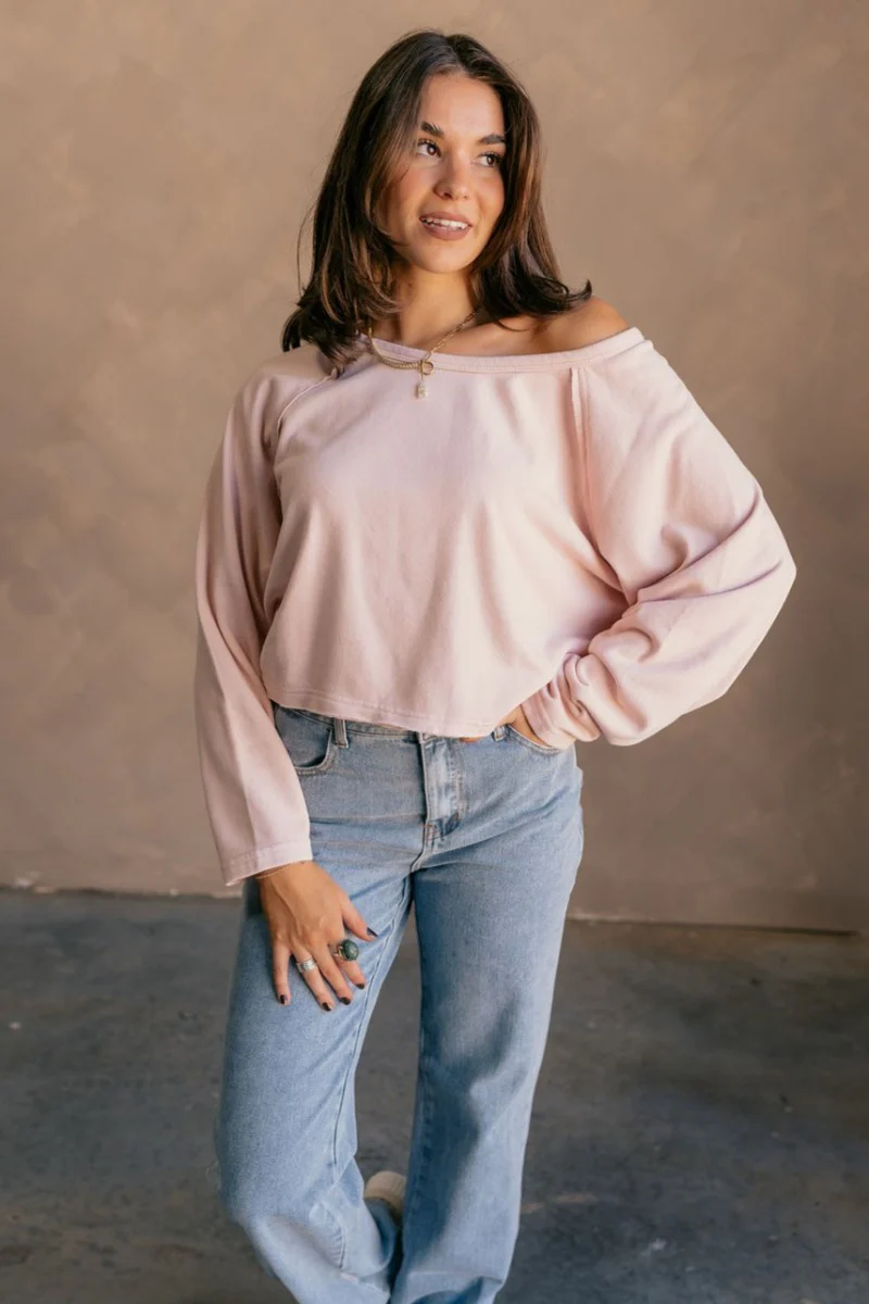 Charlotte Light Pink Raglan Sweatshirt