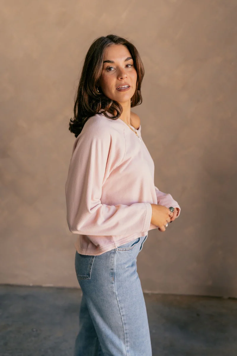 Charlotte Light Pink Raglan Sweatshirt - Image 4
