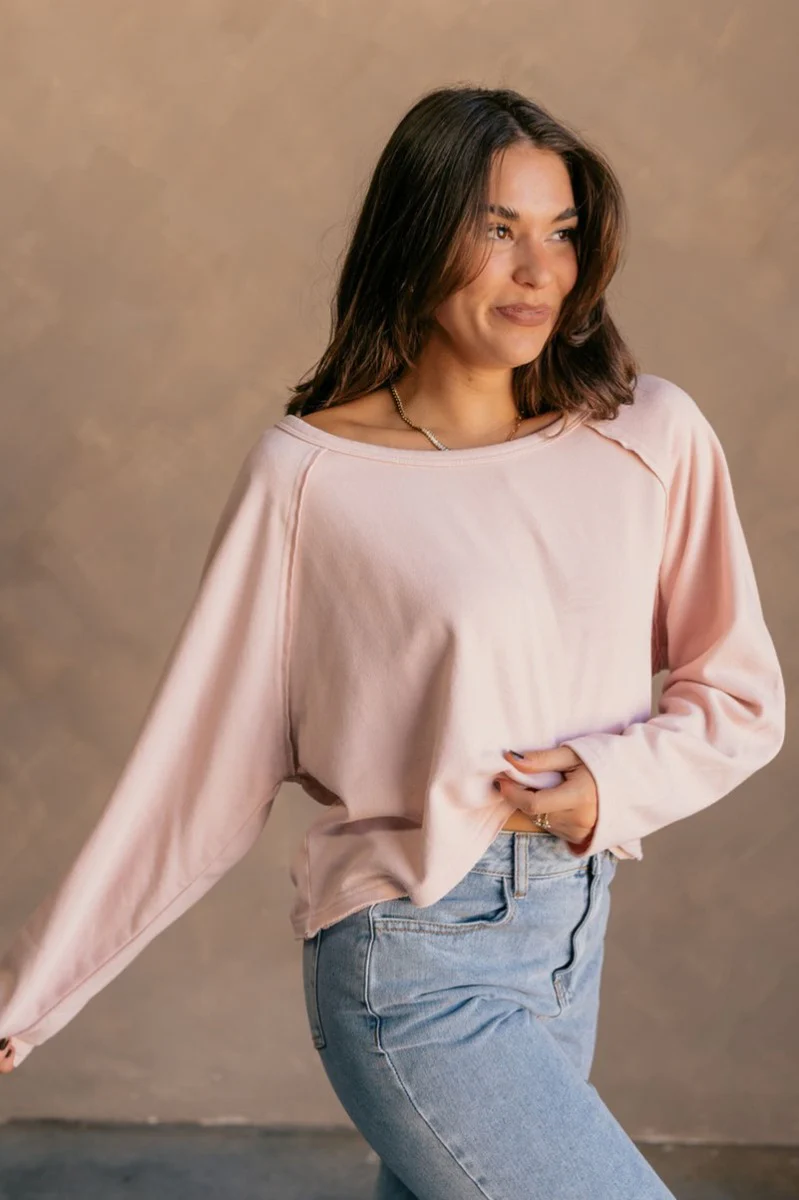 Charlotte Light Pink Raglan Sweatshirt - Image 5
