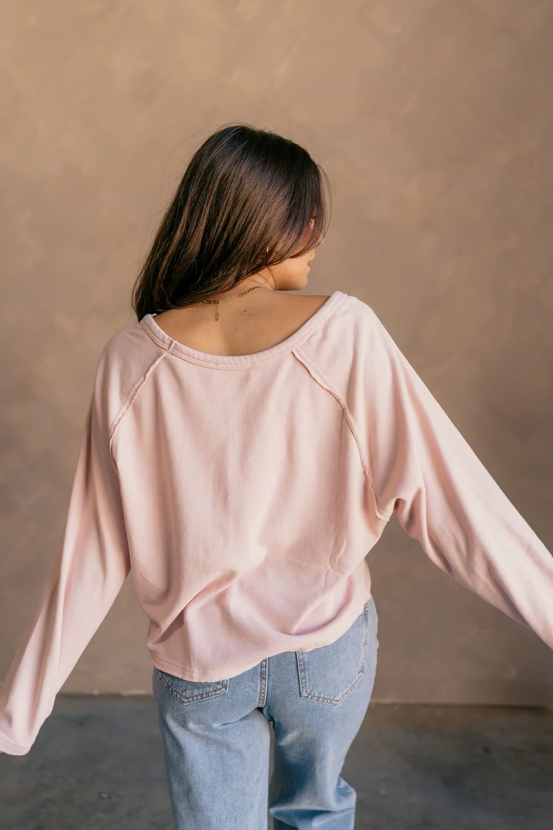 Charlotte Light Pink Raglan Sweatshirt - Image 6
