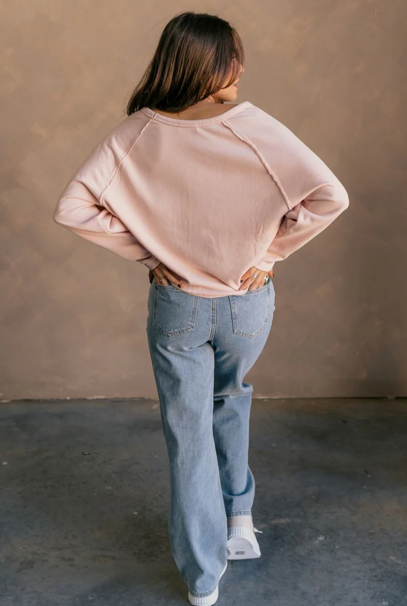 Charlotte Light Pink Raglan Sweatshirt - Image 7