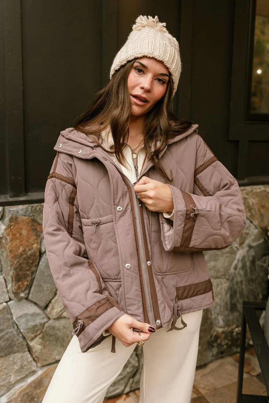 Charlotte Mocha Quilted Puffer Jacket - Image 6