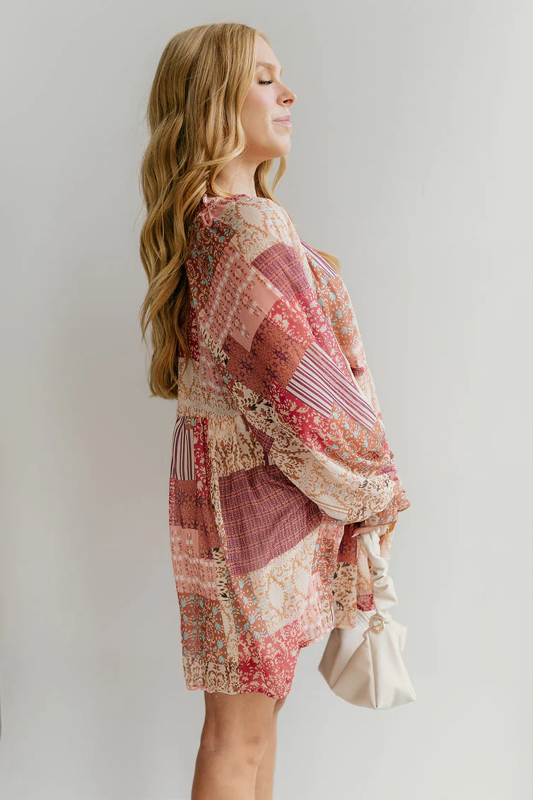 Charlotte Pink Multi Long Sleeve Dress - Image 5
