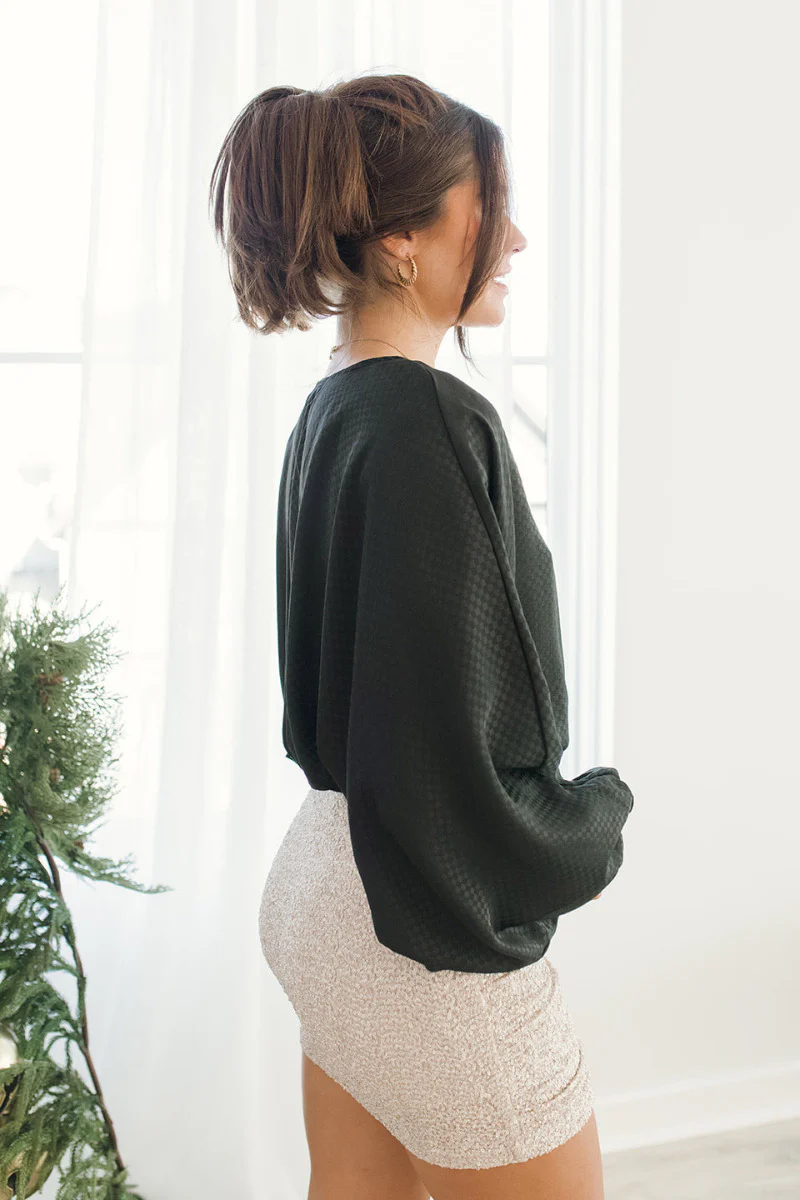 Checked Out Cropped Satin Top - Image 4
