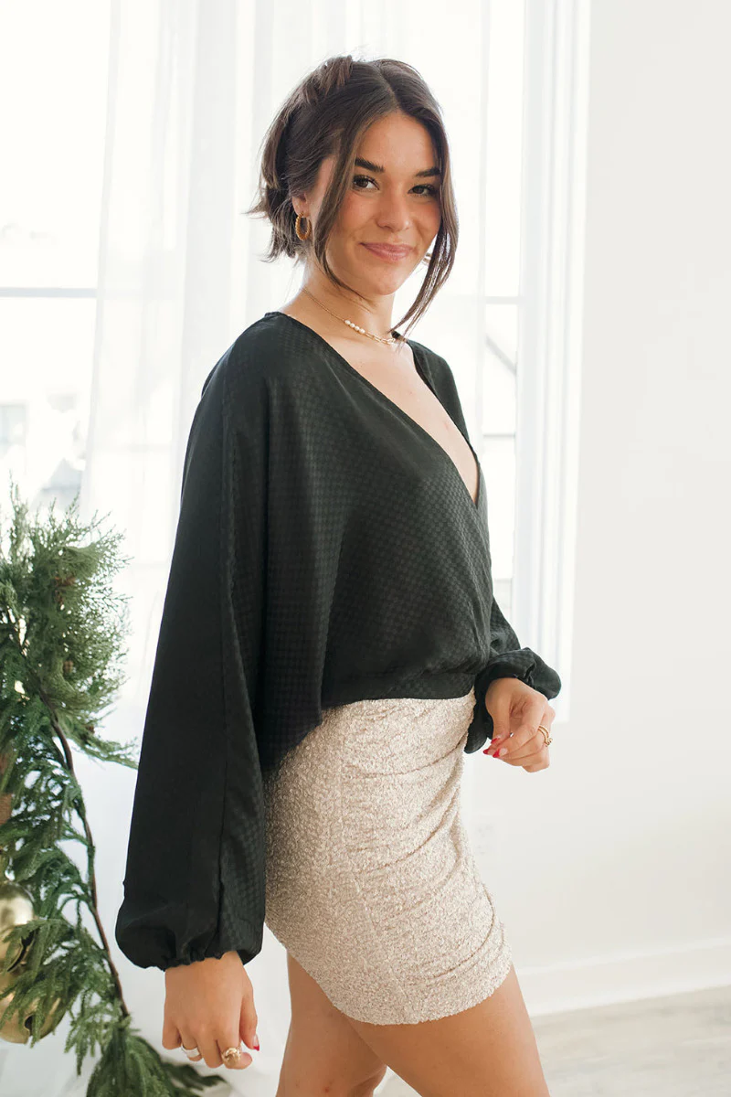 Checked Out Cropped Satin Top - Image 5