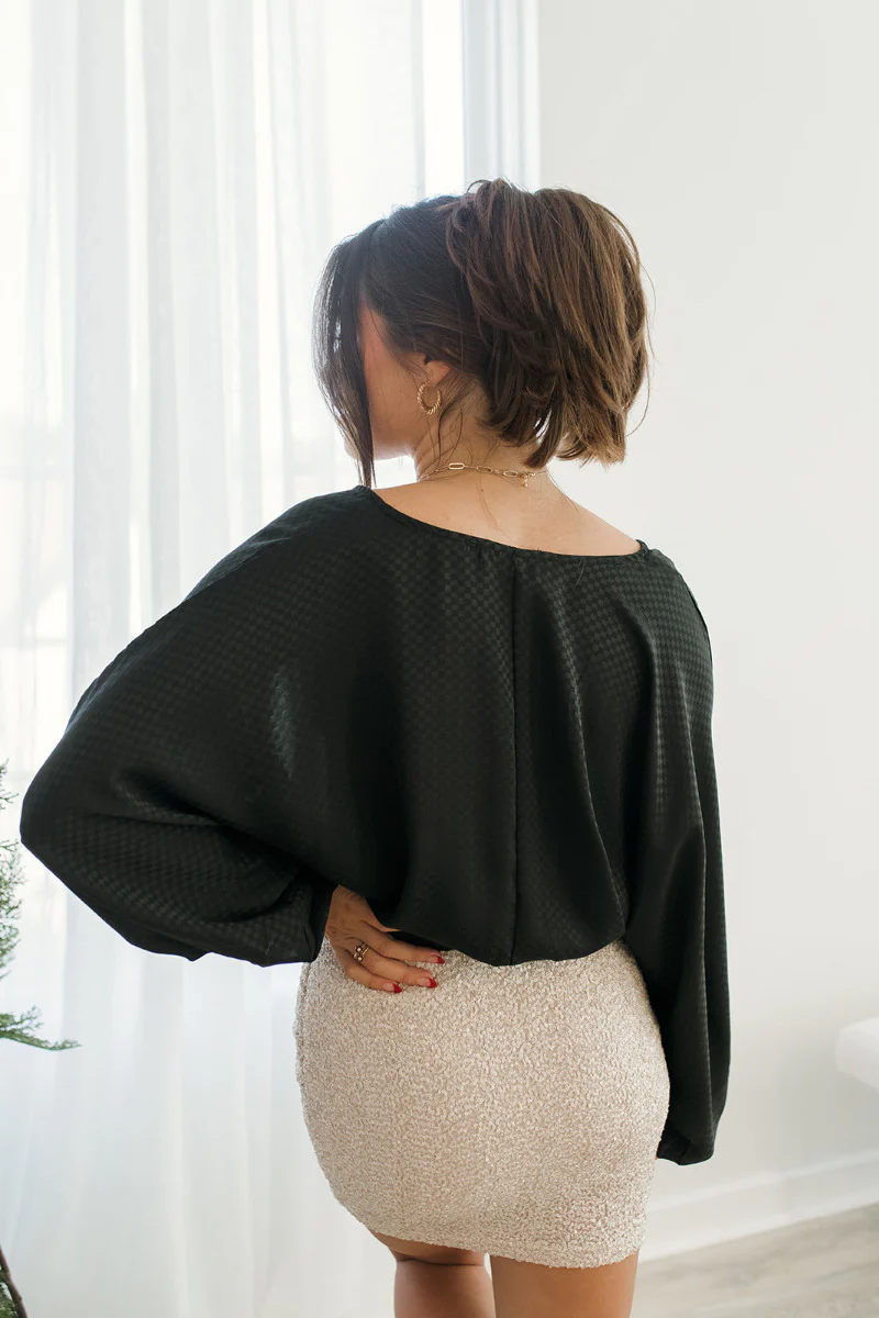 Checked Out Cropped Satin Top - Image 6