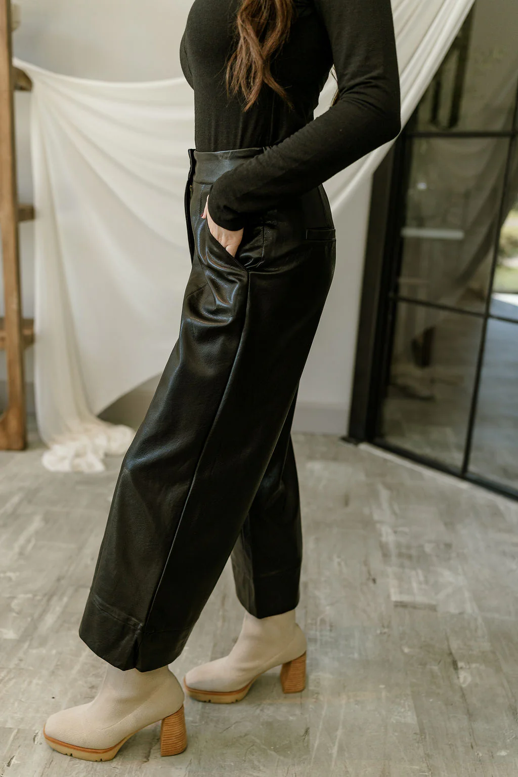 Chrishell Black Faux Leather Pants - Image 5