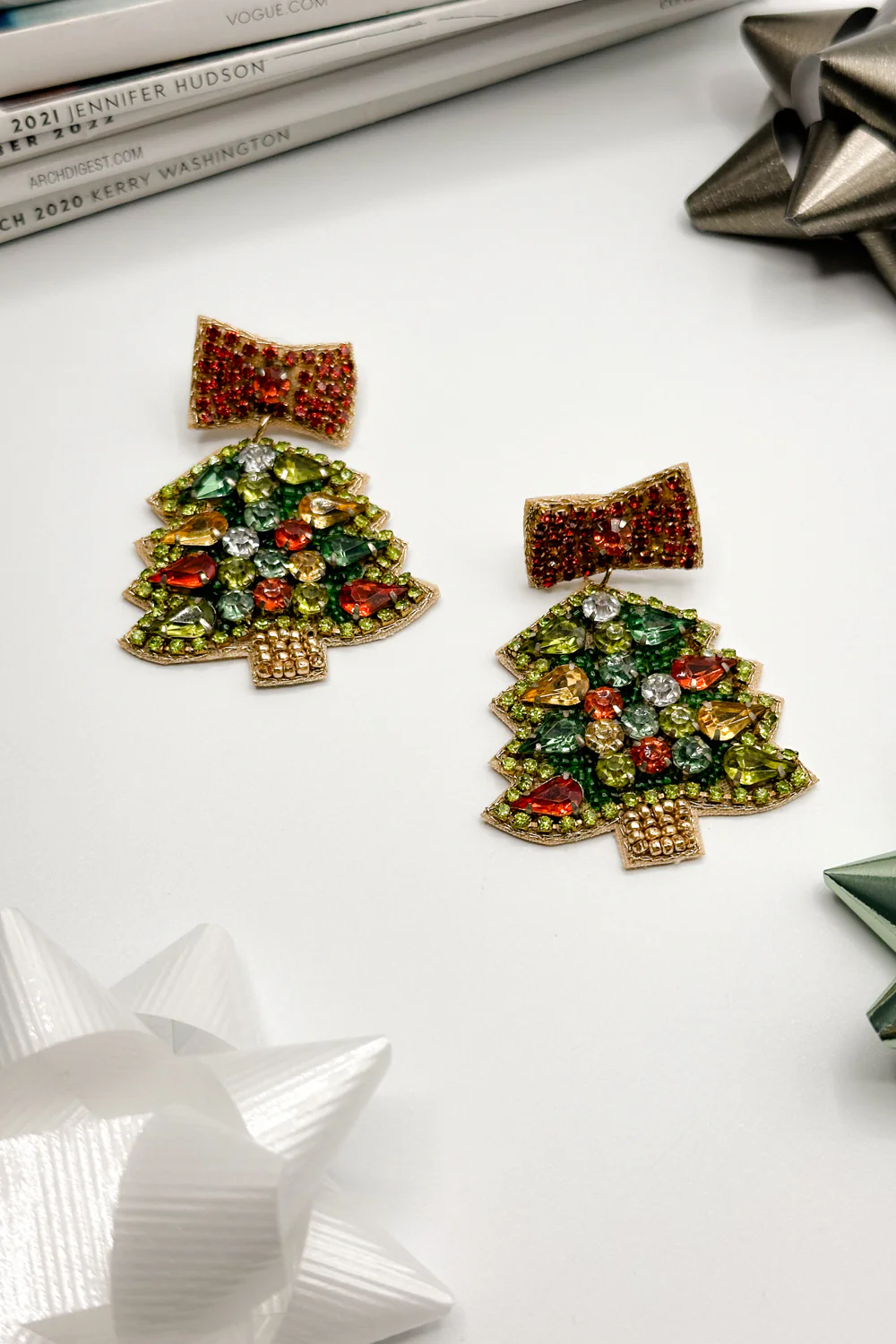 Christmas Tree Gold & Multi Dangle Earring