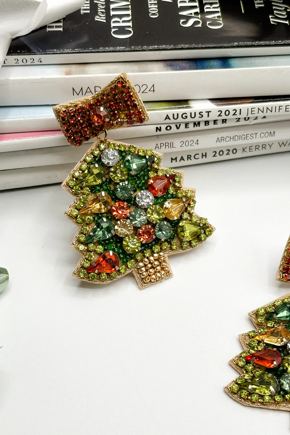 Christmas Tree Gold & Multi Dangle Earring - Image 3