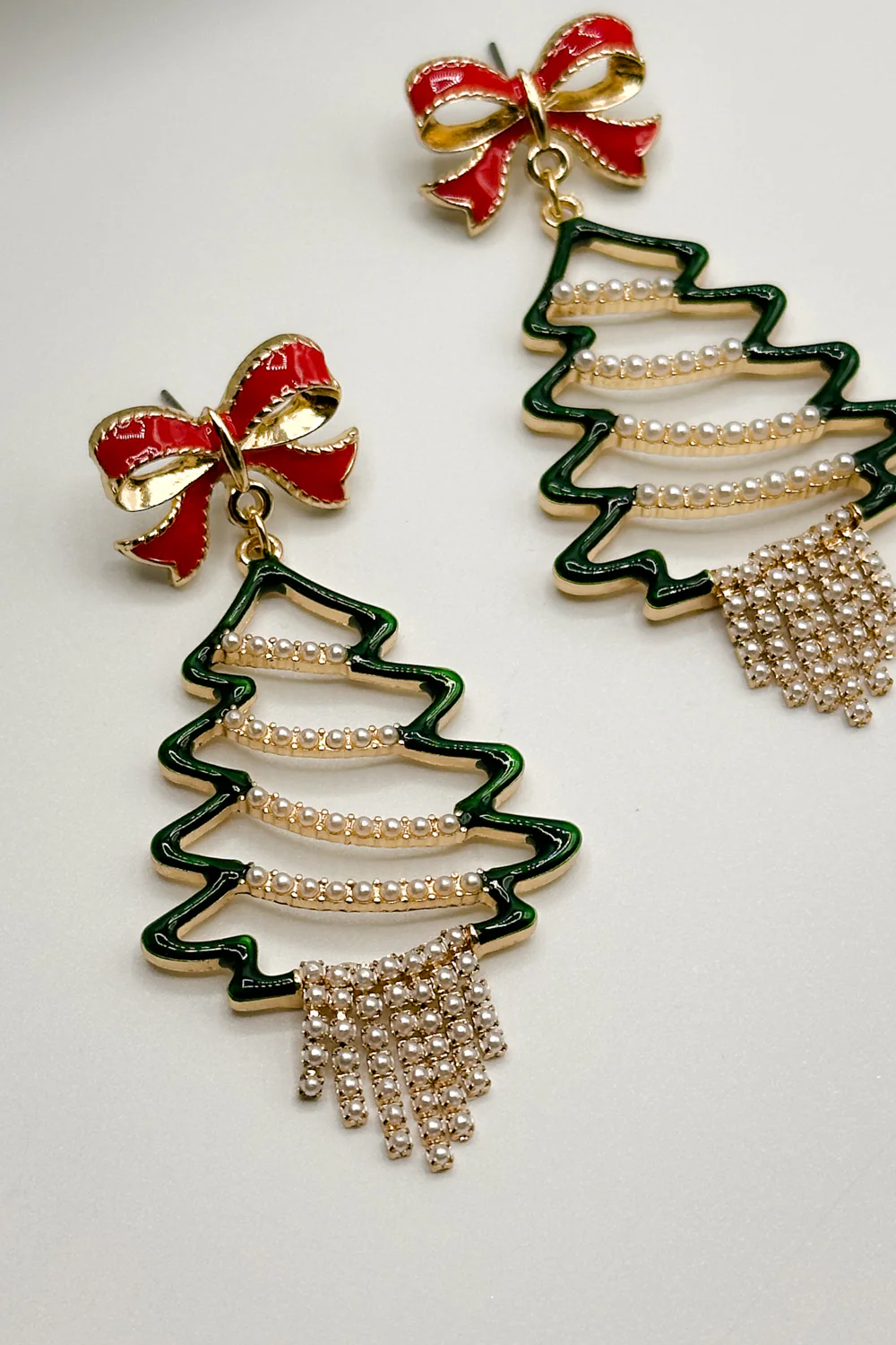 Christmas Tree & Pearls Multi Dangle Earring - Image 2