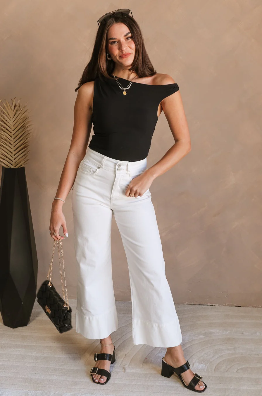 Cienna Cream Cropped Wide Leg Pants - Image 2