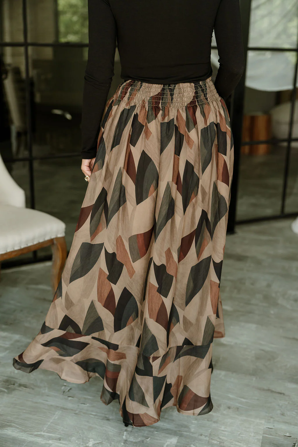 Claire Black Multi Midi Ruffle Skirt - Image 4