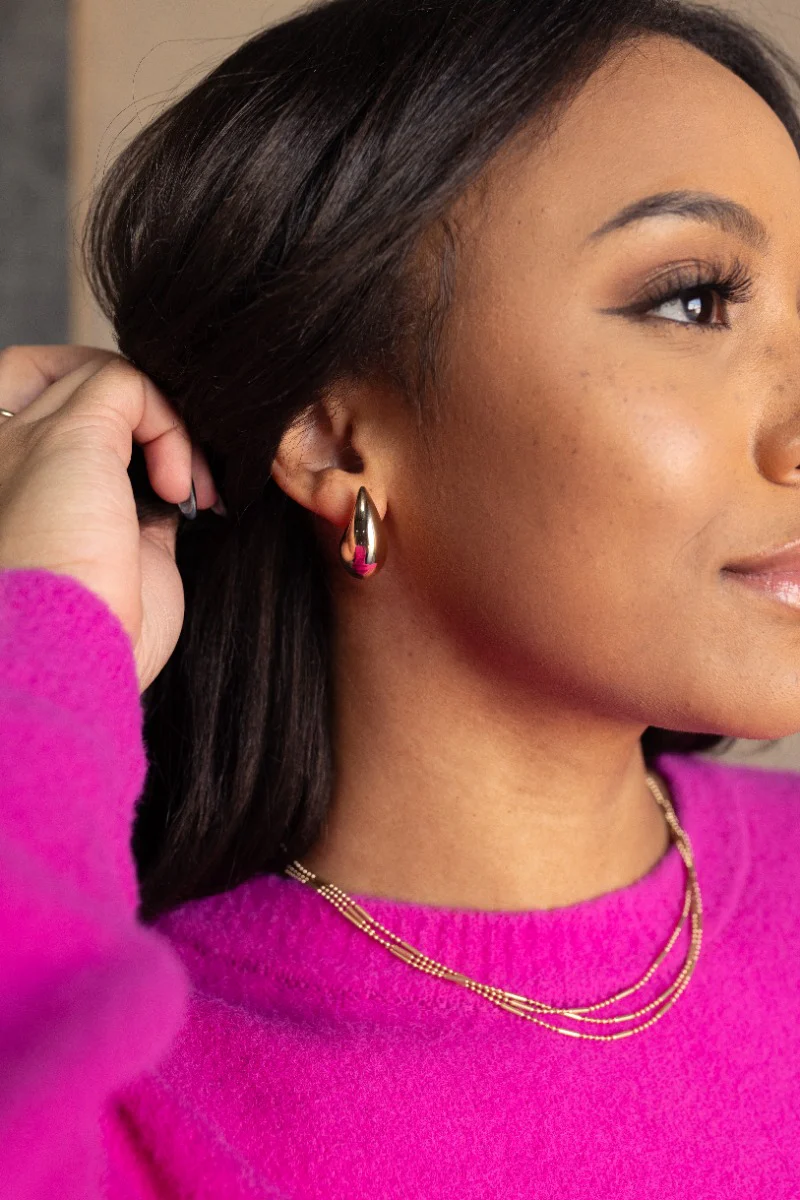 Claire Gold Teardrop Stud Earrings - Image 2